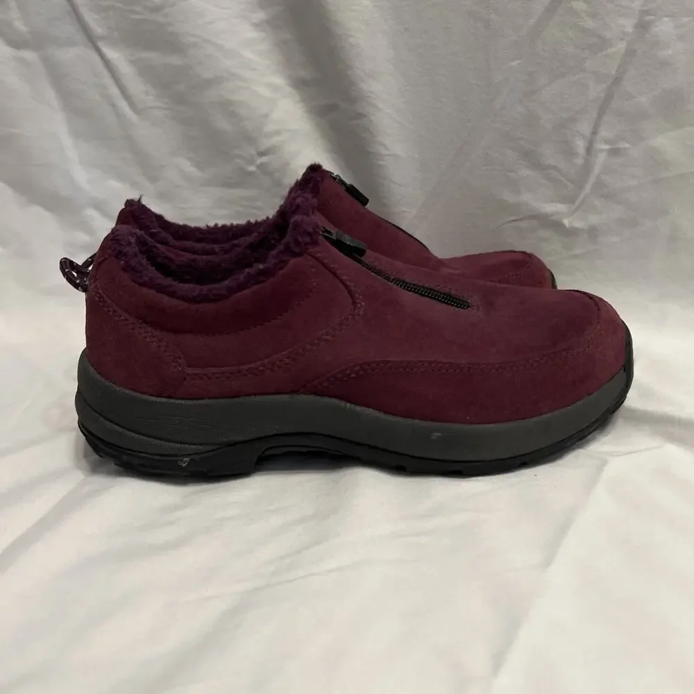 LL Bean Women's Maroon Size 7 Medium Comfort Mocs Slip On Shoe Zip
